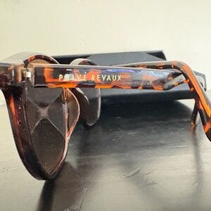 Prive Revaux sunglasses, tortoise shell frame with hard shell triangular case